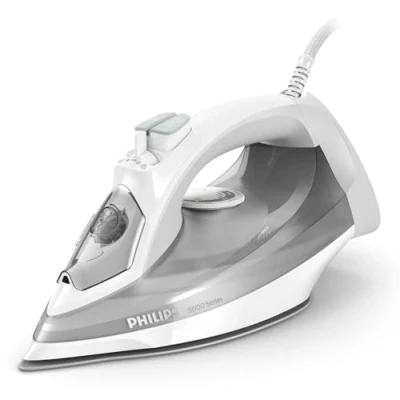 Imagen de Philips Serie 5000 Plancha de Vapor 2400W, 40 g/min, Golpe 160g, Vertical, Suela SteamGlide Plus, Blanco/Gris (DST5010/10)