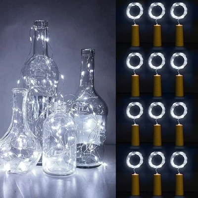 Imagen de Vicloon 12 Piezas, Luces LED para Botellas, 2 m, 20 de Hadas Alambre Cobre Botellas Licor Cálidas, Aptas Fiestas,Hogar,Exteriores (Energía Grado A)