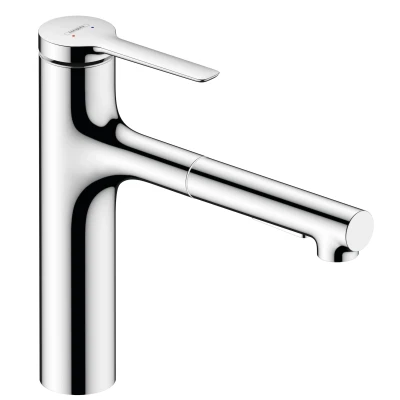 Imagen de hansgrohe Zesis M33 grifo de cocina con ducha extraíble, 2 tipos chorro, mezclador monomando 160 mm, fregadero caño giratorio, cromo, 74801000