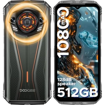Imagen de DOOGEE S Punk Pro Telefono Movil Irrompible, 20GB+512GB/2TB TF, 128dB Altavoz 10800mAh/33W Resistente Android 14, 6.6&quot; FHD+ 50MP+16MP, Efecto luz LED/OTG/NFC/Huella/Dual 4G LTE/IP68 Smartphone