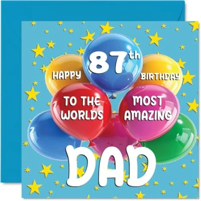 Imagen de Tarjeta de cumpleaños número 87 para papá World&#039;s Most Amazing Dad feliz parte hijo e hija, 145 mm x mm, años, tarjetas felicitación papá,