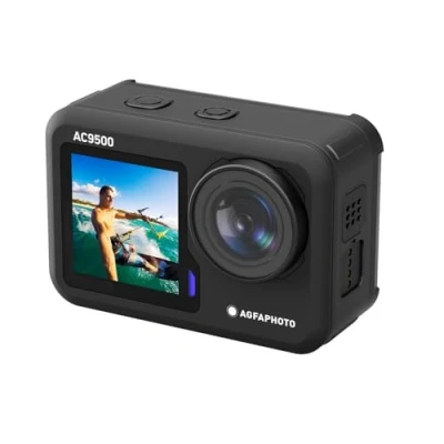 Imagen de AGFA Photo AC9500 Cámara Deportiva Impermeable Vídeos 4K a 30 FPS, Fotos de 16 MP, Doble Pantalla, Gran Angular 170, estabilización antivibraciones, WiFi Negro
