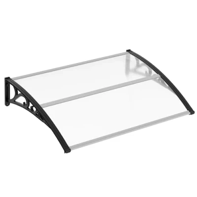 Imagen de Jiubiaz Marquesina para puerta de casa 150 x 100 cm, toldo policarbonato 6 mm, soporte PP, transparente con arco arco, extremadamente resistente a la intemperie, protege contra