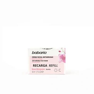 Imagen de Babaria Refill Crema Antiarrugas Rosa Mosqueta, Hidrata Intensamente la Piel, Efecto Lifting y Antiarrugas, 100% Vegana 50 ml