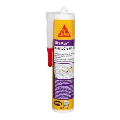 Imagen de SikaMur InjectoCream 100, Tratamiento contra de humedades por capilaridad en los muros, Blanco, 300ml