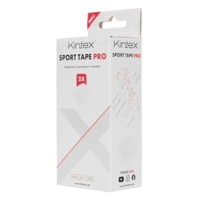 Imagen de Kintex Sport Tape PRO juego de 2 o 32, no elástico, 100% algodón, 3,8cm x 10m, rasgable, irrita la piel, estabilización para rodillas/manos/dedos, blanco (2 piezas)