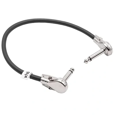 Imagen de vhbw Cable patch de guitarra 15 cm, jack para pedales efecto con clavija 6,35 mm, en ángulo, plano, negro/plata