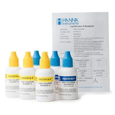 Imagen de Bricodomo Botellas REACTIVO LÍQUIDO Cloro Libre 0,00 A 2050mg/L, (5,00mg/L) 300 Test. Hanna Instruments