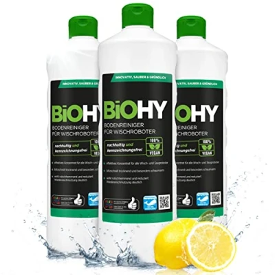 Imagen de BiOHY Limpiador pisos para robots limpiadores (3 botellas de 1 litro) Concentrado todos robot aspirador con función húmeda sostenible y ecológico (Wischroboter)
