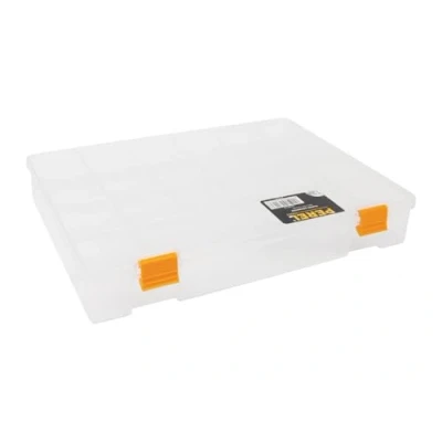 Imagen de Perel Caja de almacenamiento, 21 compartimentos fijos y apilables, 324 x 247 51 mm, transparente/amarillo