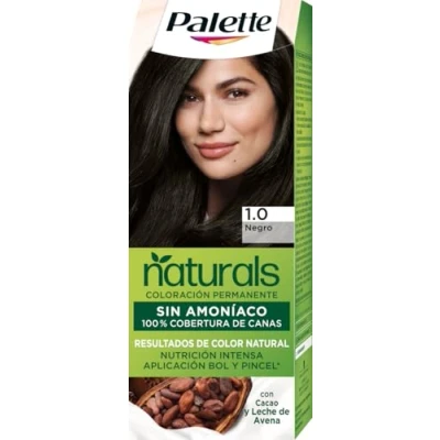 Imagen de Schwarzkopf Palette Naturals Tinte 1 Negro Coloración Permanente Sin Amoníaco Resultados de Color Natural (Pack 5)