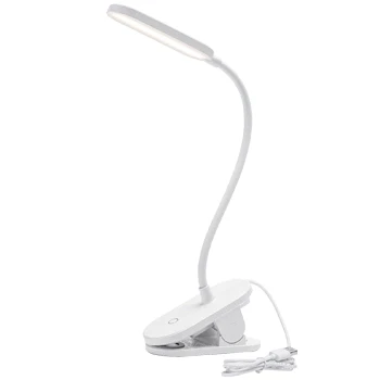 Imagen de Aigostar Luz de Lectura, Lámpara Lectura LED con Clip y Brazo Flexible Ajustable en 360, Cama Cable, 3 Modos Brillo, Protección Ocular, 4000 K Para la El Trabajo,Blanco