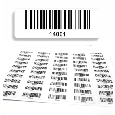 Imagen de etiquetas con código de barras 14001 15000, 5 dígitos, 1000 unidades 50 x 17 mm, inventario preimpresos, autoadhesivas, fabricado en Alemania