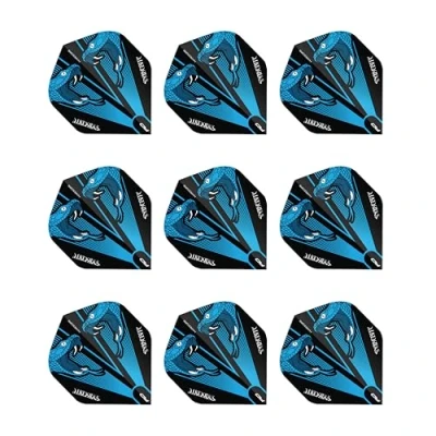Imagen de RED DRAGON Hardcore Peter Wright Snakebite Azul Transparente Plumas de Dardos Estándar Extra Gruesos 3 Sets per Pack (9 Flights in Total)