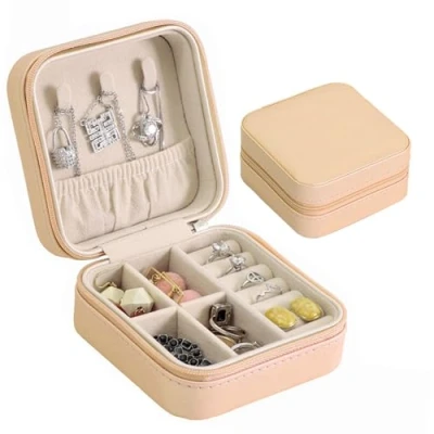 Imagen de GZQINGYONG Joyero Pequeño Estuche para Mujeres Niñas,Portátil Jewelry Organizer,Joyero Pequeña Mujer Organizador de Cadena Joyas Viaje Anillos,Pendientes,Pulseras y Collares Rosado