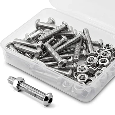 Imagen de (30 juegos) M6 1,0 x 20 mm, juego de tornillos y tuercas hexagonales 304 acero inoxidable 18 8