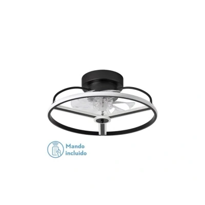 Imagen de FABRILAMP Ventilador 60w Dc Bora Negro 8 Aspas Transp. 18x50x50cm 6 Vel. 3 Colores C/remoto, Memoria, Temporizador Y Reg.Intensidad 5100lm