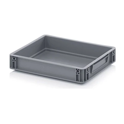 Imagen de Bandejas apilables de plástico grado alimenticio 7 litros para uso doméstico o comercial, masa pizzas pastelería, contenedores polietileno alta densidad (PEAD) 400 x 300 75 mm, gris, 6.9 Litres