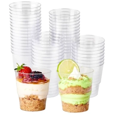 Imagen de MATANA 48 Vasos para Postres Transparentes de Plastico Reutilizables 240ml