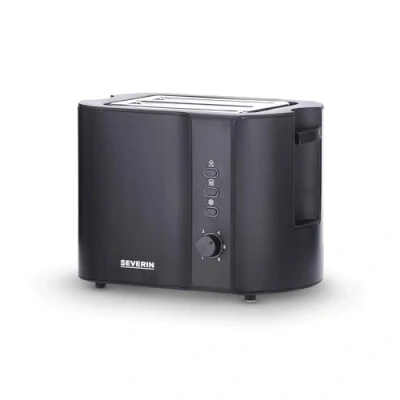 Imagen de tostador automático SEVERIN, con accesorio para pan, de acero inoxidable tostar, descongelar y calentar, 800 W, Negro mate AT 9552