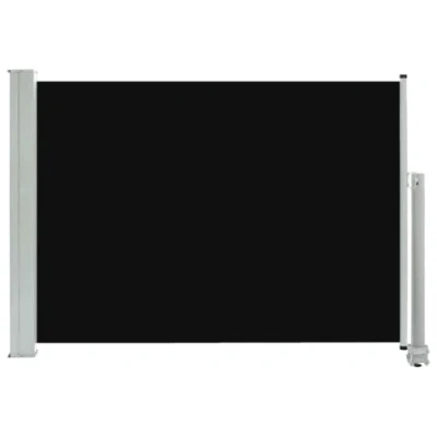 Imagen de vidaXL Toldo Lateral Retráctil para Patio Pantalla de Terraza Mampara Parasol Exterior Jardín Tela Lona PU Negro con Soporte Hierro 80x300 cm