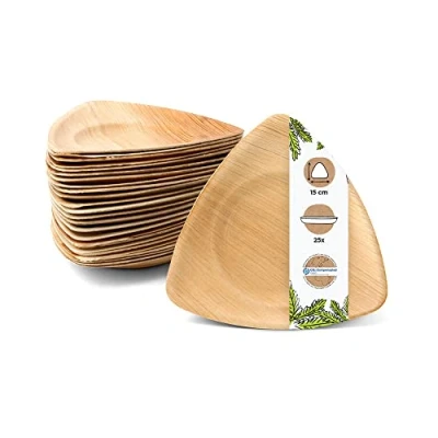 Imagen de GREENBOX Palmware Plato de hoja palma sostenible I orgánico desechable triangular 15 cm Vajilla fiesta 100% compostable biodegradable 25 unidades