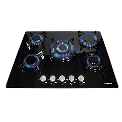 Imagen de Arebos Placa de Gas Natural Cocina Vitroceramica 5 Fuegos Incluye rejilla y piloto seguridad Encimera