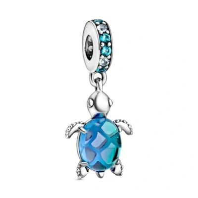 Imagen de Pandora Passions Colgante con diseño de tortuga marina plata ley cristal Murano verde hielo, azul aguamarina blanqueado y pavo real