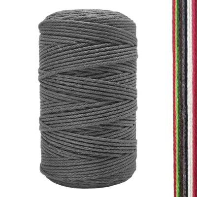 Imagen de FORBELL Hilo de macramé, 2 mm x 300 m, algodón Premium, Manualidades DIY (Gris (2 mm)), HBS 007