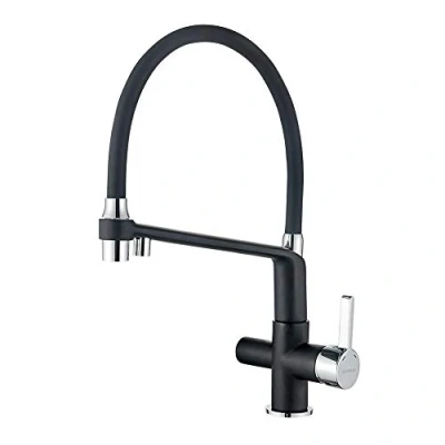 Imagen de GRIFEMA G4010B 2 Grifo de Cocina Osmosis con Salidas, Grifos Fregadero Giratorio a 360, Latón, Negro [Exclusivo en Amazon]