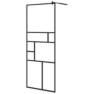 Imagen de vidaXL Mampara de Ducha Accesible Cabina Baño Cerramiento Partición Cubículo Apertura Central Seguridad Moderno Vidrio ESG Claro Negro 80x195 cm