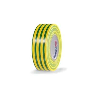 Imagen de HellermannTyton, Cinta aislante de PVC 15mm x 10m Color verde/amarillo Pack