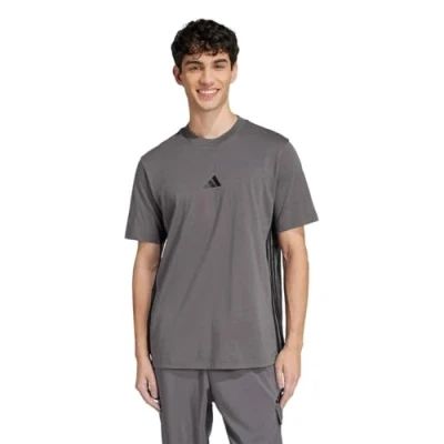Imagen de adidas Hombre Essential Three Stripes Single Jersey tee, Grey strata/Black, S