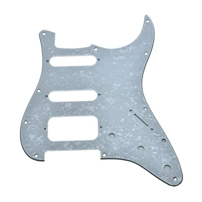 Imagen de Dopro Golpeador de guitarra Strat HSS 11 agujeros con 2 tornillos Humbucking Pickup montaje para Fender americano Stratocaster White Pearl