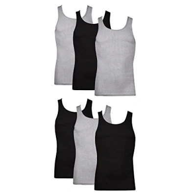Imagen de Hanes Men&#039;s Tagless ComfortSoft Dyed Tank Undershirt, 6 Pack, Black/Grey, X Large