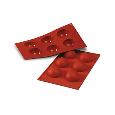 Imagen de silikomart SF003 Moldes de Silicona para Monoporciones SEMISFERA, Antiadherente, 6 Cavidades, Pack 1 Molde Reposteria, Ø 60 h 30 mm, Made in Italy