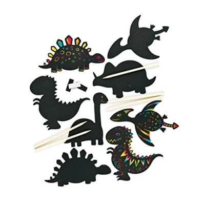 Imagen de Baker Ross Imanes de Dinosaurios para Rascar Manualidades Creativas Scratch Art Perfectas como Decoraciones Personalizadas y Actividades Fiestas Infantiles (pack 10) Negro (EV254)