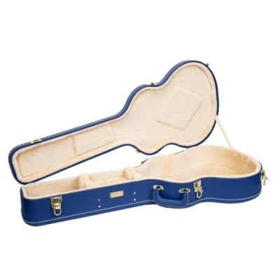 Imagen de Crossrock Designer Series Funda de Madera para Guitarras acústicas OM/000 14 trastes, Cerradura Seguridad, Patas Metal, Espacio Almacenamiento, Azul Vibrante (CRW520OMVB)