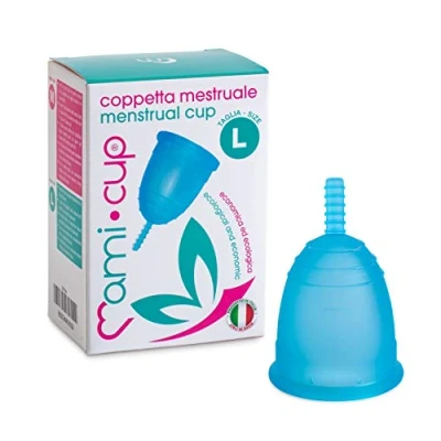 Imagen de MamiCup® copa menstrual Aprobada por la FDA Silicona suave, flexibe y reutilizable de grado medicinal (Turquesa, L)