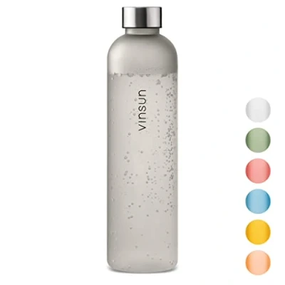 Imagen de VINSUN Botella Agua 1 Litro sin BPA, Tritan, Antigoteo, Ecologica Cantimplora Reutilizable para Deporte, Gimnasio, Colegio, Bicicleta, Oficina, Senderismo