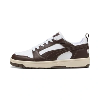 Imagen de Puma Rebound V6 Unisex Zapatillas, Talla: 44, White/chocolate/alpine snow Piel de imitación alta calidad