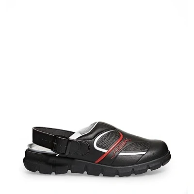 Imagen de Abeba Zapatos de trabajo (microfibra A, con buen agarre, correas ajustables en el talón, aptos para cocina, OB, A,E,FO SRC, HACCP), color negro blanco/rojo Talla:41