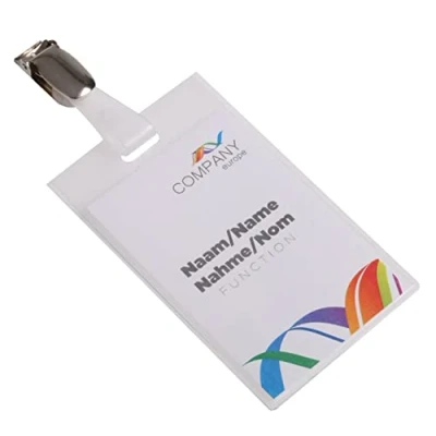 Imagen de OPUS 2 Portanombres DE seguridad con clip metálico, 60 x 90 mm, vertical, PACK 24 (121287)