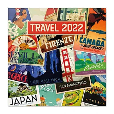 Imagen de Grupo Erik Calendario Travel 2022 pared 16 meses 2021 2022, Blanco