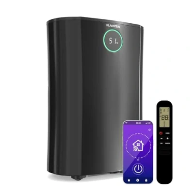Imagen de KLARSTEIN DryFy ProConnect 24L Deshumidificador 305W, WiFi, depósito de 4L, 180 m3/h, 24L/ día, Filtro Carbono Activado, silencioso, Sensor Humedad, Timer 24h, eléctrico, Negro