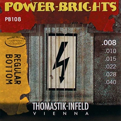 Imagen de Thomastik Cuerdas para Guitarra Eléctrica Power Brights Series Regular Bottom juego PB108 Extra Light .008 .040w