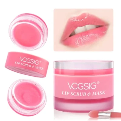Imagen de Exfoliante labial y mascarilla para dormir 2 en 1, tratamiento labial, reparador de melocotón, producto cuidado nocturno hidratante reparar labios secos agrietados