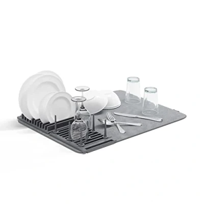 Imagen de Umbra Udry Peg Escurridor de platos con tapete, Gris carbón