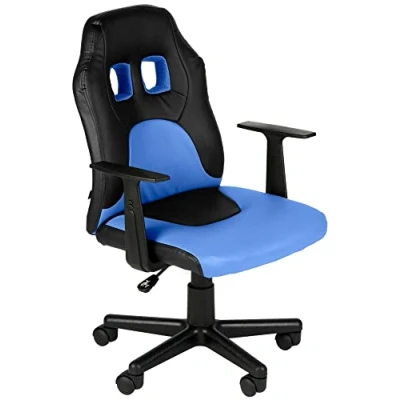 Imagen de CLP Silla De Escritorio Infantil Fun Tapizada En Simil Cuero I Ordenador Regulable Altura &amp; Giratoria, Color:Negro/Azul