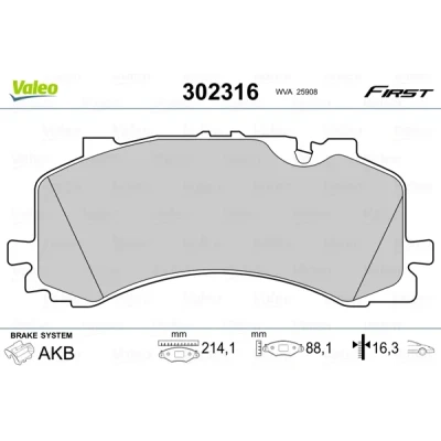 Imagen de VALEO 302316 Juego de pastillas freno Eje delantero excl. contacto avisador desgaste Chapa antichirridos AUDI: Q7, A6 C8 Avant, Q8